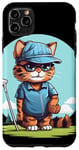 Coque pour iPhone 11 Pro Max Sport de golf amusant avec ce costume de chat amusant