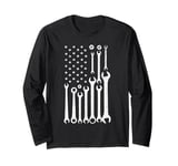 Tool Wrench Mechanic American Flag Auto Car Repair Garage Long Sleeve T-Shirt