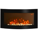 HOMCOM Electric Fireplace Wall Mounted Led Flame Curved Back Side Lights Heater