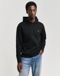 Gant Mens Reg Embroidered Archive Shield Hoodie - Black material_cotton - Size Medium