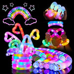 12PCS Mini tubes de pop jouets sensorie,lumineux tube pop,LED Light Up Toys Pop Tube,Fidget Toys Baton Lumineux Fluo,Extensible éducatif pour enfants, pour Fête Anniversaire Décorations Cadeau de Noël