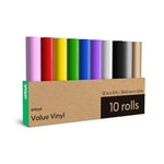 Cricut Vinyl Permanent | 10 x Self Adhesive Vinyl Rolls | 1.5m (5ft) | for use with All Cricut Cutting Machines, Rainbow Sampler