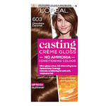 L’Oréal Paris Ammonia Free Semi-Permanent Hair Dye, 603 Chocolate Caramel, Glossy Hair Colour, Natural Looking Finish, For up to 28 Shampoos, Casting Crème Gloss, 1 Application