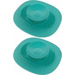 2x Bouchon Baignoire Universel Vidange Silicone Evier Lavabo Cuisine Protection Sol Buanderie Salle Bain Filtre Odeur, Bleu clair