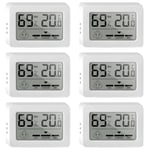 Lot de 6 mini thermomètres hygromètres d'intérieur - Thermomètre hygromètre numérique - Thermomètre de température et d'humidité avec pied - Thermomètre d'intérieur - Petit format - Pour chambre de