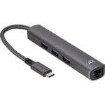 Bluecloud USB-C-USB-A-Hubi ja gigabit ethernet, 3 porttia