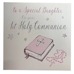 WHITE COTTON CARDS Large Handmade to A Special Daughter On Your 1st Holy Communion Pink Bible Card, White, XN88D