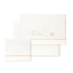 Interbaby Parure de lit bébé 100% Coton pour Voiture/couffin/couffin - Motif cœur Ours - Ensemble 3 pièces, Drap-Housse + Drap Plat + taie d'oreiller - Fabriqué en Espagne