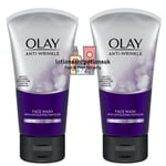 2 x Olay Anti Wrinkle Face Wash 150m With Exfoliating Particles Gently Cleanses
