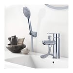 Robinet de Douche avec Pommeau et Flexible Mitigeur de Douche pour Robinet et Douchette Kit de Robinet Monotrou à Double Usage Chromé