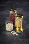 Airtight Small Glass Food Storage Jar with Brass Lid