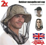 Midge Mosquito Head Net Hat Insect Fly Mesh Face Protector Travel Camping 2 pcs