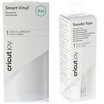 Cricut Joy™ Smart Vinyl™ – Rouleau permanent (3 m) & Bande de Transfert Joy, Polychlorure de Vinyle, Claire