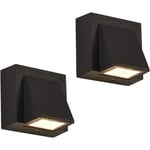 2 pièces Applique Murale Extérieure Lampe murale led Blanc Chaud 3000K étanche IP65 Pour Entrée Couloir Cour Jardin Terrasse Balcon Garage Noir