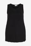 Evoked Vila - Linne viWay U-neck S/L Long Tanktop - Svart