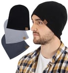 Tough Headwear Knit Beanie Winter Hat - Mens Sports Beanie Hat - Winter Gifts for Men & Women - Headwarmers Warm Hat for Cold Weather - Ribbed Stocking Hat Skate Cap Winter Sports