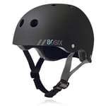 80Six Dual Certified Kids Skate Helmet for Boys/Girls Ages 5 to 14+ Triple Comfort & Protection - Perfect for Roller Skates, Bike, Scooter, BMX, Skateboard, Bike Helmet (Black Matte, Age 5+)