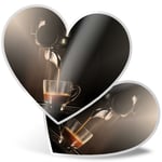 2 x Heart Stickers 10 cm - Espresso Coffee Shop Cafe Machine  #21699