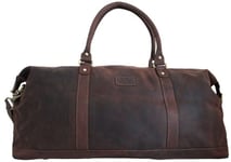 Shalimar Spacious Vintage Travel Bag/Weekender Made of Oiled Leather Model: Kilmore 65 x 23 x 29 cm, Dark Nutmeg, 65 x 23 x 29 cm