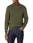 Amazon Essentials Pull à col en V (Grandes Tailles Disponibles) Homme, Vert Olive Chiné, XXL