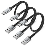 Câble USB C Court [50CM, Lot de 3], Nylon Câble USB A vers USB Type C 3A Charge Rapide Cable USB C Android Auto pour Samsung Galaxy A12/A32/A52/S10/S20/S21/S22/S23, Xiaomi, Google Pixel