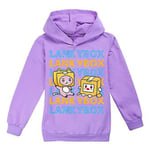 Barn Hoodie med Lankybox Söt Tryck Pojkar Flickor Ungdomar Casual Pullover Jumper Huvtröja Toppar Julgåvor För 7-14 år 7-8 År Lila