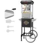 VEVOR Machine à Pop Corn avec Chariot, Appareil à Pop-corn Électrique 850 W, Grand Bol de 227 g pour 48 Tasses par Lot, avec Verre Trempé, 4 Cuillères, Style Cinéma, pour Fête Magasin Soirée, Noir