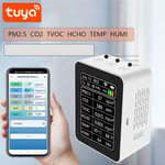 Tuya WiFi 7 en 1 DéTecteur Intelligent de Qualité L'Air PM2.5 CO2 tvoc hcho TempéRature Humidité Blanc