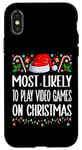 Coque pour iPhone X/XS Les plus susceptibles de jouer à des jeux vidéo sur des pyjamas amusants de Noël