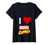 Marvel I HEART MARVEL COMICS The Ultimate Fan Love T-Shirt avec Col en V