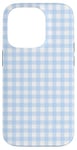 Coque pour iPhone 14 Pro Vichy bleu clair, carrés, carreaux, carreaux, motif