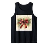 Watercolor Bow Aesthetic red and golden marry christmas bow Tank Top