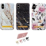 iPhone X/Xs - Skal / Skydd / Blommor / Marmor Svart