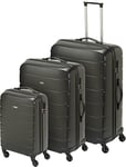 Princess Traveller Grenada Set Valise Noir SML Valise Rigide 4 Roues, Noir, Mallette Rigide avec 4 roulettes