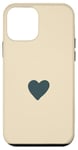 Coque pour iPhone 12 mini Cœur minimaliste anthracite sur fond beige