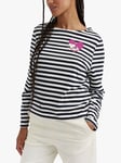 Chinti & Parker Snoopy Heart Breton Stripe Top, Cream/Black