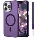 SouliGo Case Compatible with iPhone 14 Pro Max, iPhone 14 Pro Max Phone Cases Compatible with MagSafe and Magnetic Car Mount Plating Bumper Soft TPU Shockproof Cover with Lanyard - Dark Purple