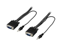 DELTACO VGA / lyd-kabel 20m VGA (D-Sub) + 3.5mm VGA (D-Sub) + 3.5mm Sort