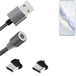 Data charging cable for Honor Magic6 with USB type C and Micro-USB adapter