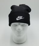 Nike NSW Utility Beanie Futura Knit Cuffed Hat Black White - Mens Adults New