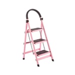 FTFTO Décoration de Salon chaises Pliantes escabeau escabeau 3 étapes en Alliage d'aluminium échelle Pliante Tabouret Portable adapté au Bureau de Jardin à la Maison 3 Couleurs (Couleur: Rose)