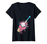 Womens Baseball Home Plate Drip Ice Cream Sprinkles, Baseball Bat V-Neck T-Shirt