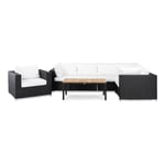 Loungegrupp Comfort Garden Bahamas Soffa 6-sits med Bord Vit/Svart/Teak