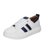 Chaussures Homme ALEXANDER SMITH 42 EU Sneakers Blanc Cuir Bleu EX548-42