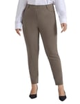 Hanna Nikole Pantalon pour femme grande taille, décontracté, stretch, taille haute, pantalon d'affaires, Kaki foncé., 52