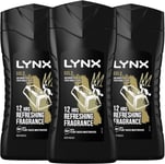 3 Pack of Lynx 12 Hour Refreshing Fragrance Gold Oud Wood and Vanilla Body wash