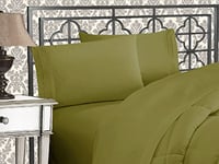 Elegant Comfort Luxurious 1500 Thread Count Egyptian Quality Three Line Embroidered Softest Premium Hotel Quality 4-Piece Bed Sheet Set, Wrinkle and Fade Resistant Queen, Sage-Green
