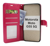 Crazy Horse Motorola Moto G55 5G Plånboksfodral (Hotpink)