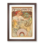 Biscuits Lefevre By Alphonse Mucha Classic Painting Framed Wall Art Print, Ready to Hang Picture for Living Room Bedroom Home Office Décor, Walnut A3 (34 x 46 cm)