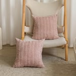 Home Brilliant Light Pink Cushion Covers 60x60, Decorative Extra Large Cushions for Sofa Bed, Cute Corduroy 60x60 Cushion Cover Set of 2, Pale Blush, 60cm x 60cm